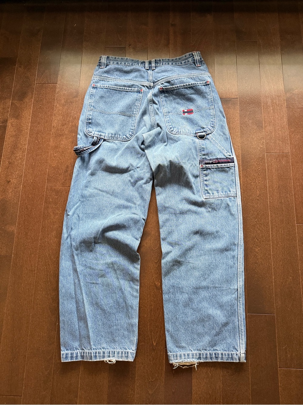 Vintage Bugle Boy Flag Baggy 90’s Embroidered Carpenter Cargo Denim Jeans